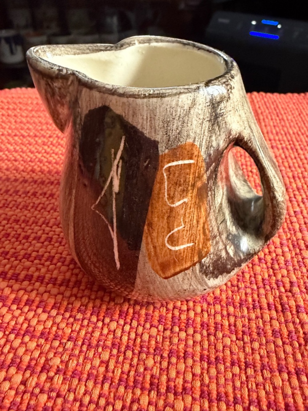 Laurentian Pottery 🖤 Handcrafted Ceramic Creamer Pitcher in Brown and Cream